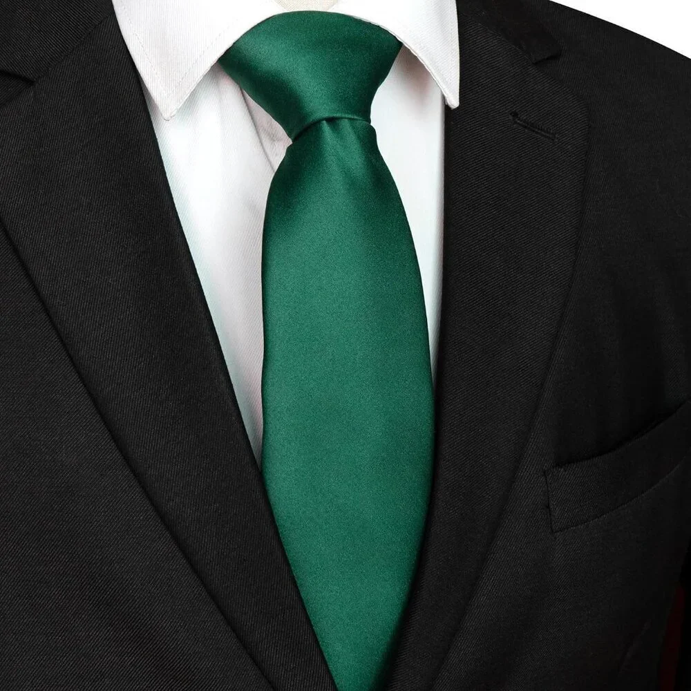 Men's Emerald Green Solid Pure Color Imported Polyester Formal Neck Ties